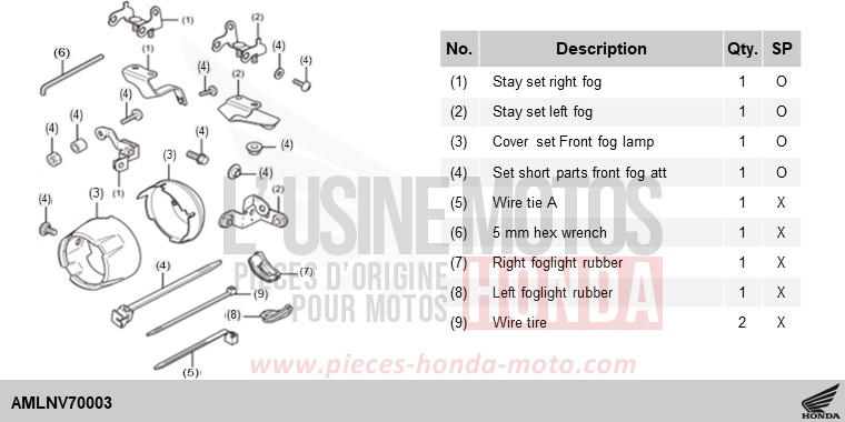 KIT,FR FOG ATT de Africa Twin DCT GRAND PRIX RED (R380B) 2024